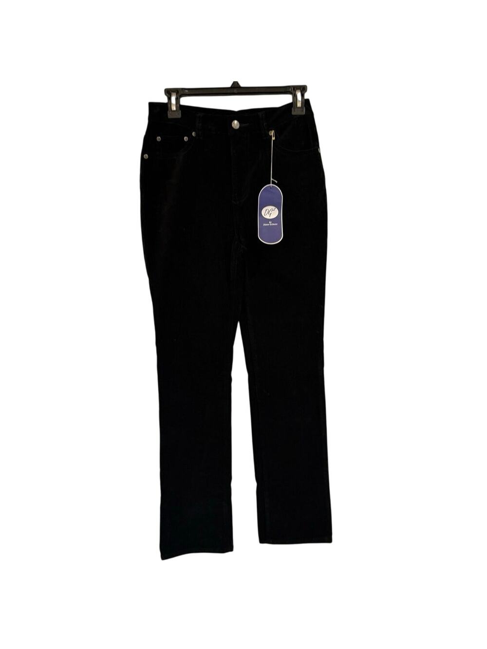 NWT DG Diane Gilman 4 Tall Black Velvet Straight Leg Trouser Pants Jeans Holiday